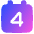 Date 4 Calendar Icon from Plump Gradient Set