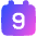 Date 9 Calendar Icon from Plump Gradient Set