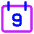 Date 9 Calendar Icon from Core Neon Set