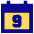 Date 9 Calendar Icon from Sharp Pop Set