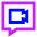 Chat Bubble Video Call Square Icon from Sharp Neon Set