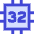 Computer Chip Thirty Two Core Icon from Sharp Duo Set