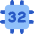 Computer Chip Thirty Two Core Icon from Core Flat Set