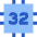 Computer Chip Thirty Two Core Icon from Sharp Flat Set