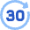 Button Go Forward 30 Icon from Sharp Flat Set