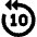 Button Skip Backward 10 Icon from Sharp Remix Set