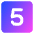 Number Five Square Icon from Core Gradient Set