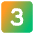 Number Three Square Icon from Core Gradient Set