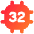 Computer Chip Thirty Two Core Icon from Flex Gradient Set