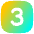 Number Three Square Icon from Flex Gradient Set