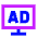 Broadcast Advertising Monitor Icon from Sharp Neon Set