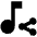 Music Share Icon from Outlined Line - Material Pro Set