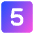 Number Five Square Icon from Core Gradient Set