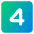 Number Four Square Icon from Core Gradient Set