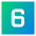 Number Six Square Icon from Sharp Gradient Set