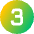 Number Three Circle Icon from Sharp Gradient Set