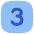 Number Three Square Icon from Flex Flat Set