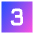 Number Three Square Icon from Sharp Gradient Set