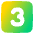 Number Three Square Icon from Plump Gradient Set