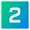 Number Two Square Icon from Sharp Gradient Set