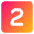 Number Two Square Icon from Core Gradient Set