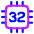 Computer Chip Thirty Two Core Icon from Plump Neon Set