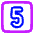 Number Five Square Icon from Plump Neon Set