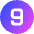 Number Nine Circle Icon from Sharp Gradient Set
