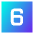 Number Six Square Icon from Sharp Gradient Set