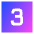 Number Three Square Icon from Sharp Gradient Set