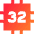 Computer Chip Thirty Two Core Icon from Sharp Gradient Set