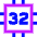 Computer Chip Thirty Two Core Icon from Sharp Neon Set