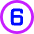 Number Six Circle Icon from Sharp Neon Set