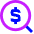 Search Dollar Icon from Sharp Neon Set