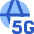 5g Network Globe Icon from Sharp Flat Set