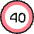 Road Sign Speed Limit 40 Icon from Ultimate Colors Set