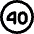 Road Sign Speed Limit 40 Alternate Icon from Ultimate Bold Set