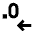 Minimal line icon of a decimal point, zero, and left-pointing arrow. Used for decreasing decimal values and numeric controls.