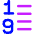 List 1 To 9 Icon from Core Neon Set