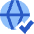 Globe Website Check Icon from Sharp Flat Set