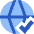 Globe Website Check Icon from Sharp Flat Set