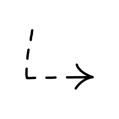 Line Arrow Angled Dashed Curvy Head Short Element from Variable Scribbles Set