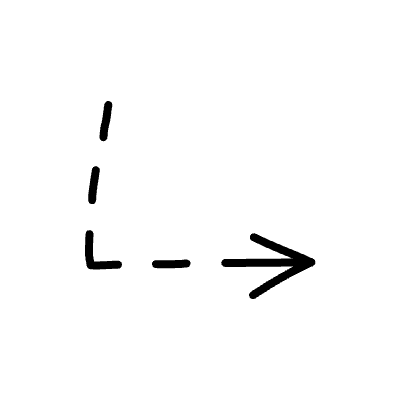 Line Arrow Angled Dashed Line Head Short Element from Variable Scribbles Set