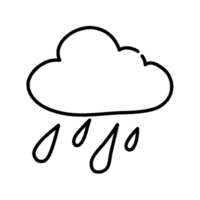 Line Rain Cloud Non Filled Element from Variable Scribbles Set