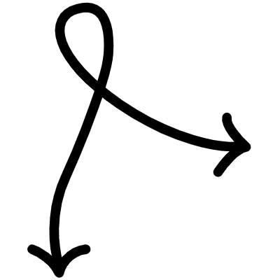 Cross Curvy Line Arrow Element from Variable Scribbles Set