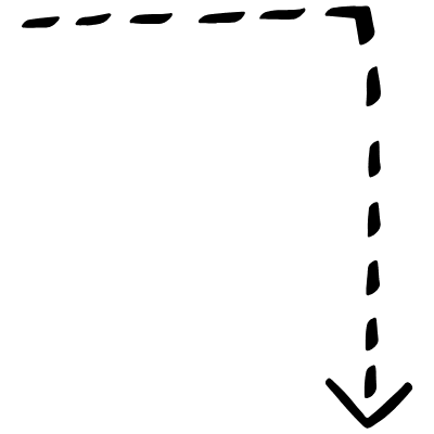 Dashed Right Down Doodle Arrow Element from Beveled Scribbles Set