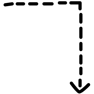 Dashed Right Down Line Arrow Element from Variable Scribbles Set