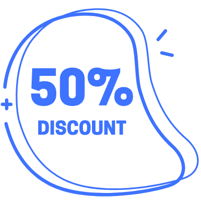 50 Percent Discount Abstract Element from Vector Badges Set