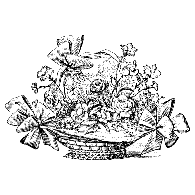 Flower Basket Element from Vintage Illustrations Set