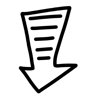 Big Outline Arrrow Down Here Line Element from Variable Scribbles Set